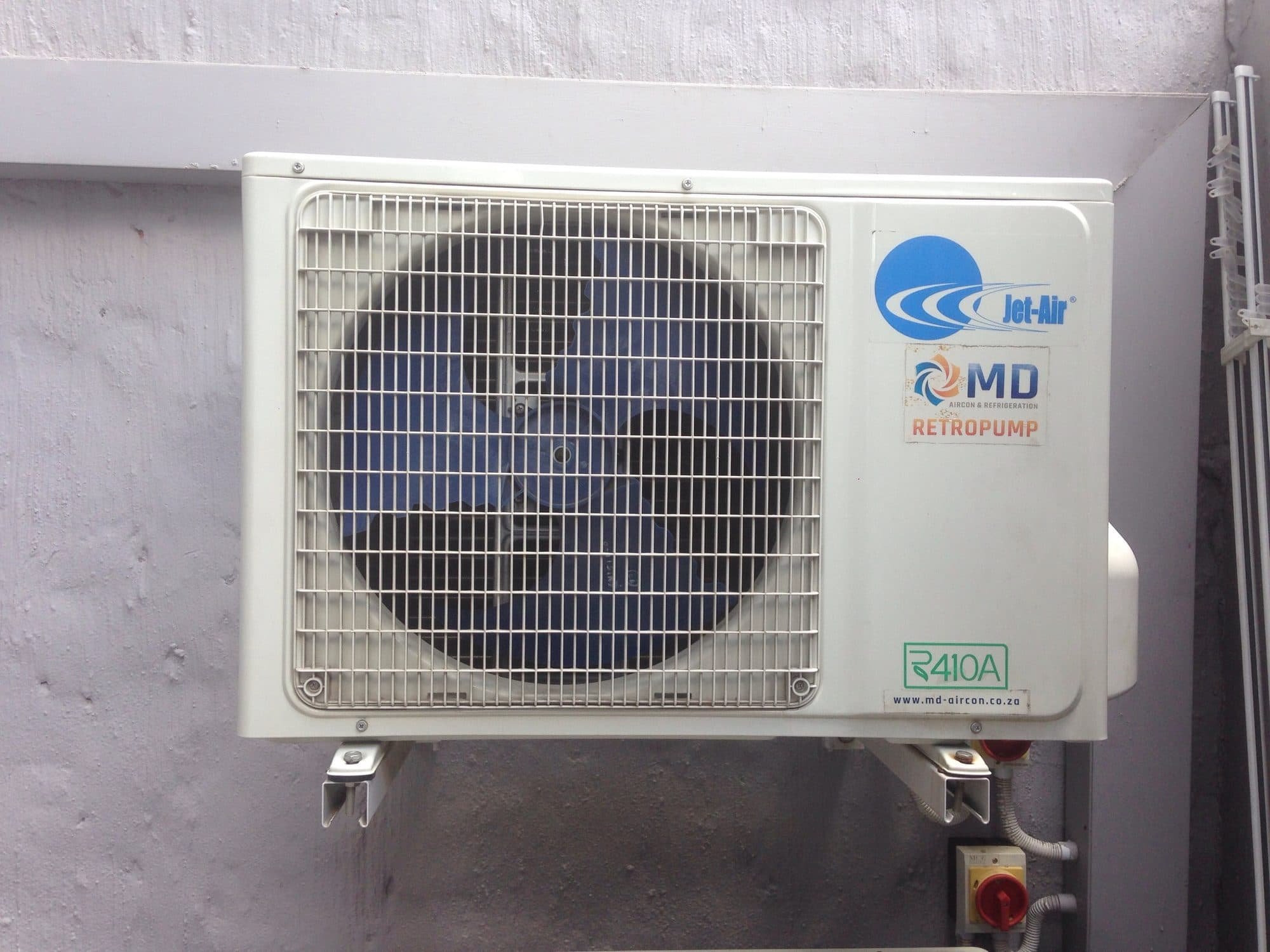 Outdoor air conditioning unit installed by Panwell